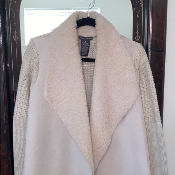 Chelsea & Theodore Sweaters - Chelsea & Theodore Faux Fur Wrap Cream Knit